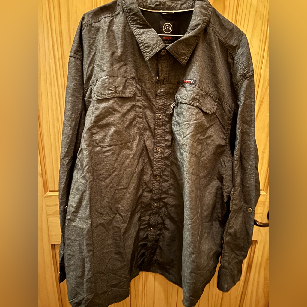 Wrangler All Terrain Charcoal Button-Up Shirt Long Sleeve Size 3x